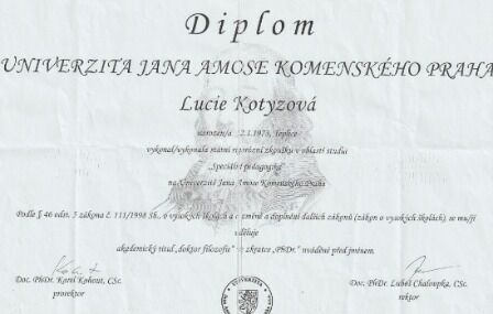 Diplom Lucie Kotyzová - Univerzita J.A. Komenského Praha